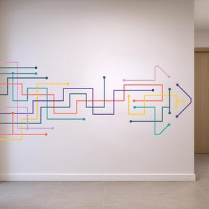 Circuit Arrow Technology Vinyl Wall Art Decal, Circuit Board Wall Decal, Office Wall Decor, Business Wall Sticker, Computer It Decor 855RS