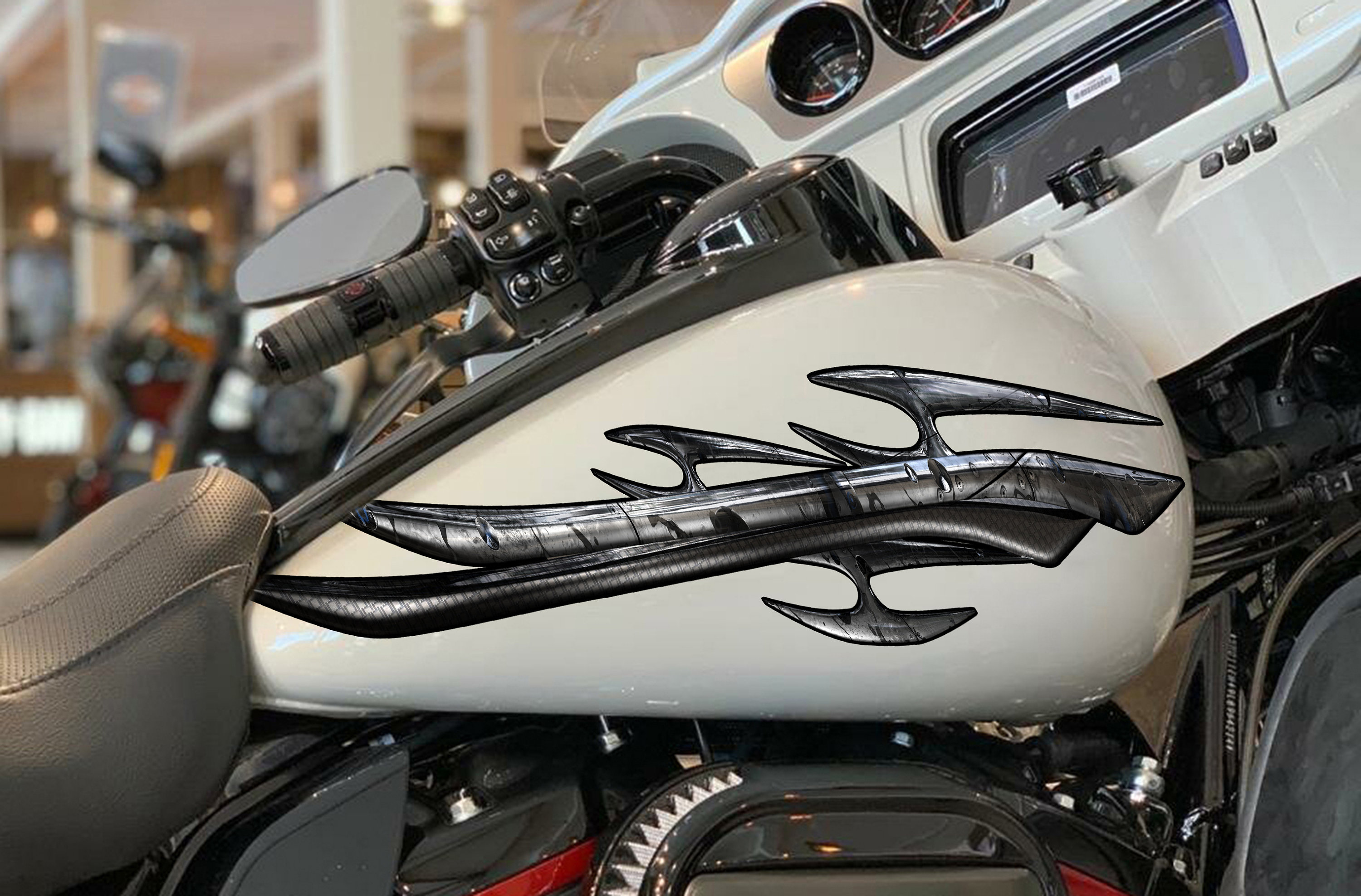 トライバルバイクステッカー、バイクビニールラップ、トライバルバイク