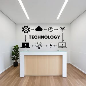 Technology Vinyl Wall Art Decal, Circuit Board Wall Decal, Office Wall Decor, Business Software Wall Sticker, Computer It Decor Office 551LU