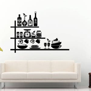 Kitchen Pantry Dishes Bar Silverware Glasses Plates Cooking DIY Wall Stickers Decals Vinyl Mural Decor Art L2182