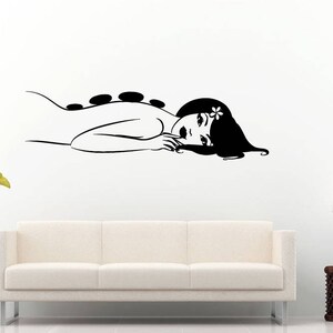 Hot Stone Massage Spa Relax Salon Tension Relief Wall Sticker Decal Vinyl Mural Decor Art L2278