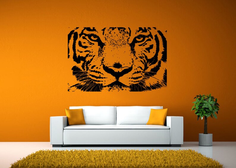 Tiger Head Jungle Cat Predator Animal Stripes Wall Window Sticker Decal ...
