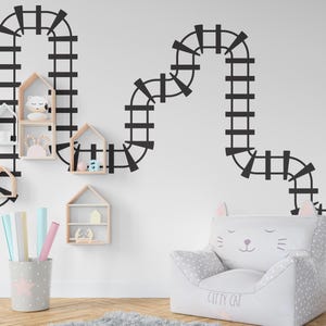 Train Tracks Wall Decal Railroad Vinyl Sticker Track Train Wall Decor Kids Playroom Boys Room Wall Art Bedroom Mural Sticker 422RS