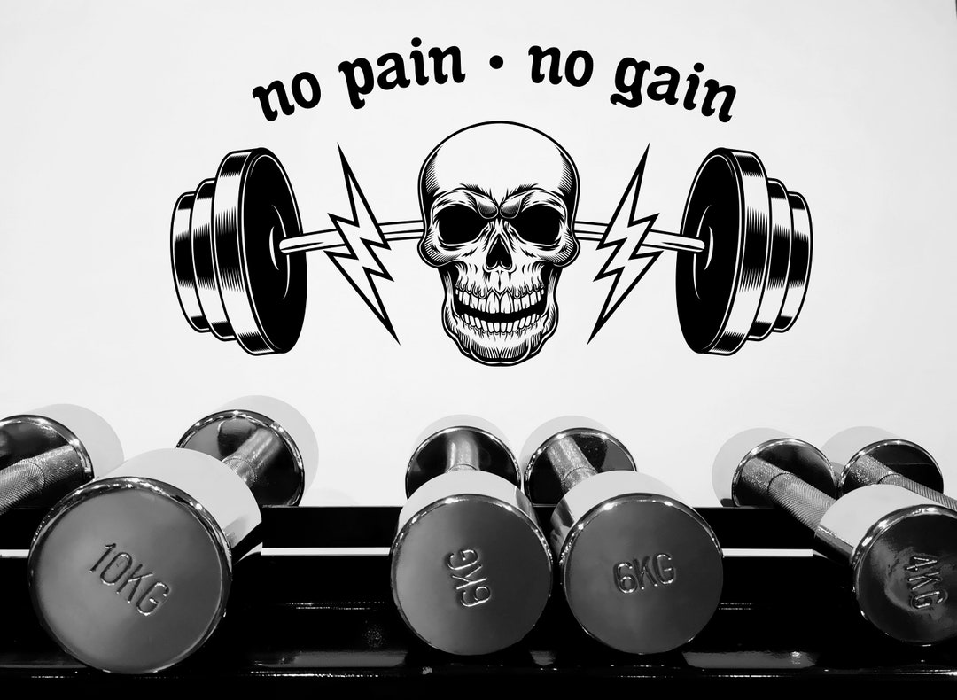 No Pain No Gain Gym Wall Decor Fitness Wall Art Skull Gym Wall Decals ...