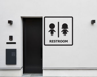 Funny Bathroom Vinyl Sticker - Removable Toilet Door Decoration 7.48x4.33 Inches