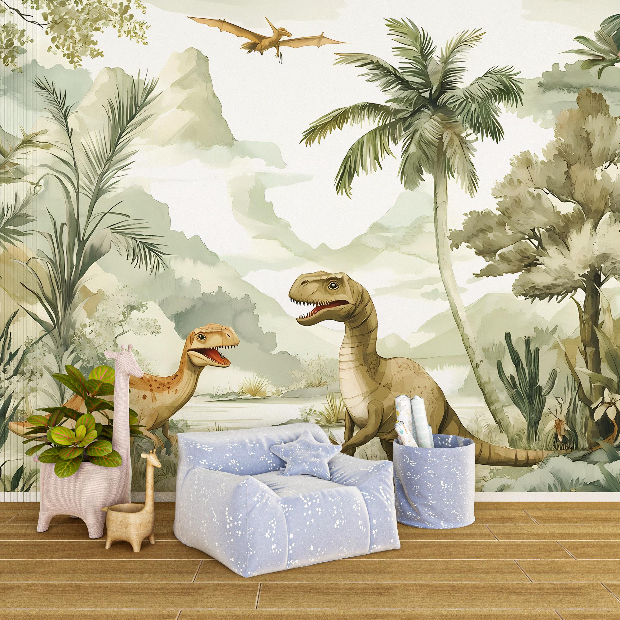 Adhesive Vinyl Poster Dinosaurs In The Jungle - Foto 4