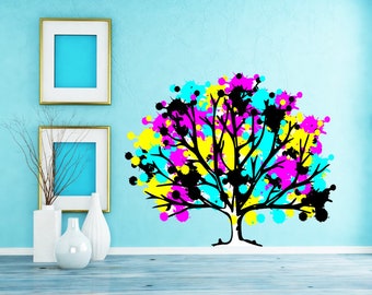 Colored Tree Wall Decal, Colored Tree Wall sticker, Colored Tree wall decor, Colored Tree Wall Art