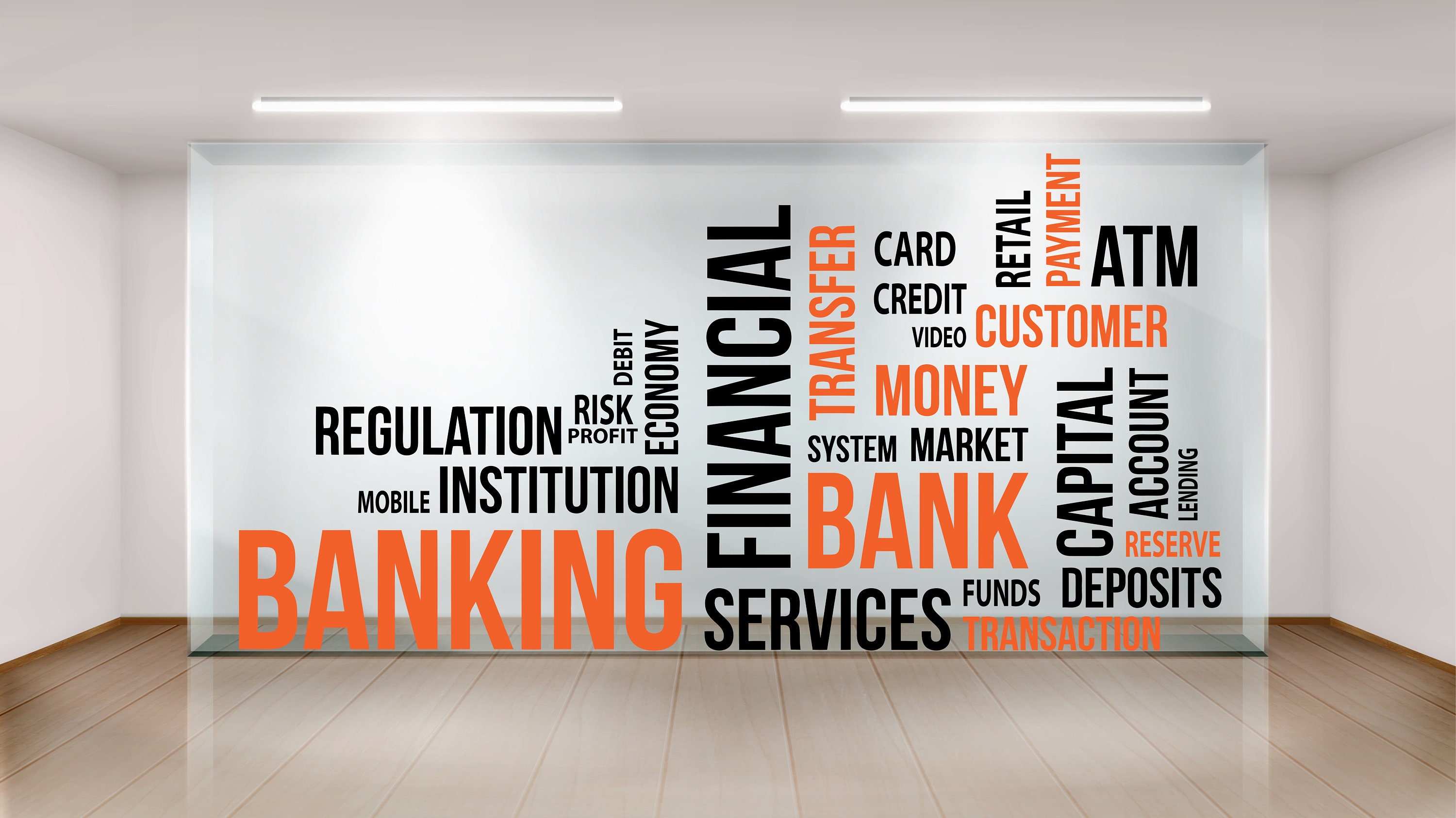 Banking Wall Decal Bank Wall Decor Bank Word Cloud Office Wall Stickers ...