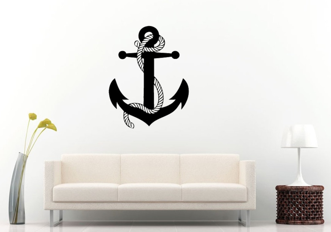 Anchor Sea Ocean Water Navy Naval Nautical Line Rope Wall Decal Vinyl ...