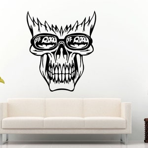 Off Road Sport Utility Vehicle Mountains Rocks Dirt 4 X 4 Flaming Skull Head Wall Decal Vinyl Sticker Mural Room Decor L837
