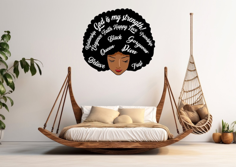 Afro Queen Afro Black Wall Decals Melanin Afro Beauty Woman African ...
