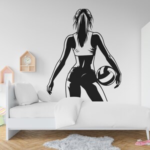 Muursticker volleybal meisje Sport muursticker kindervolleybal sticker gepersonaliseerde cadeaus muur vinyl muursticker jongenskamer 568RS