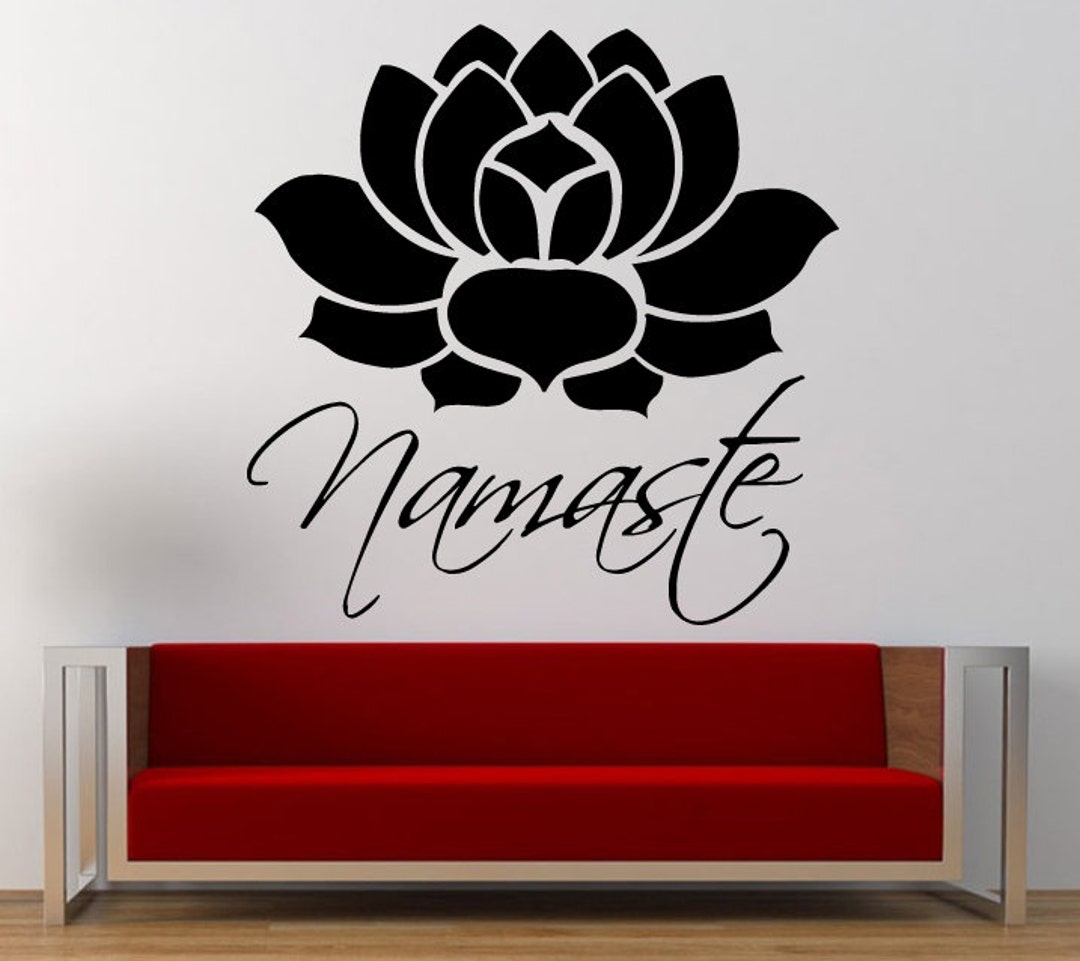 Namaste Lotus Flower Yoga Wall Decal Sticker Vinyl Mural Leaving ...