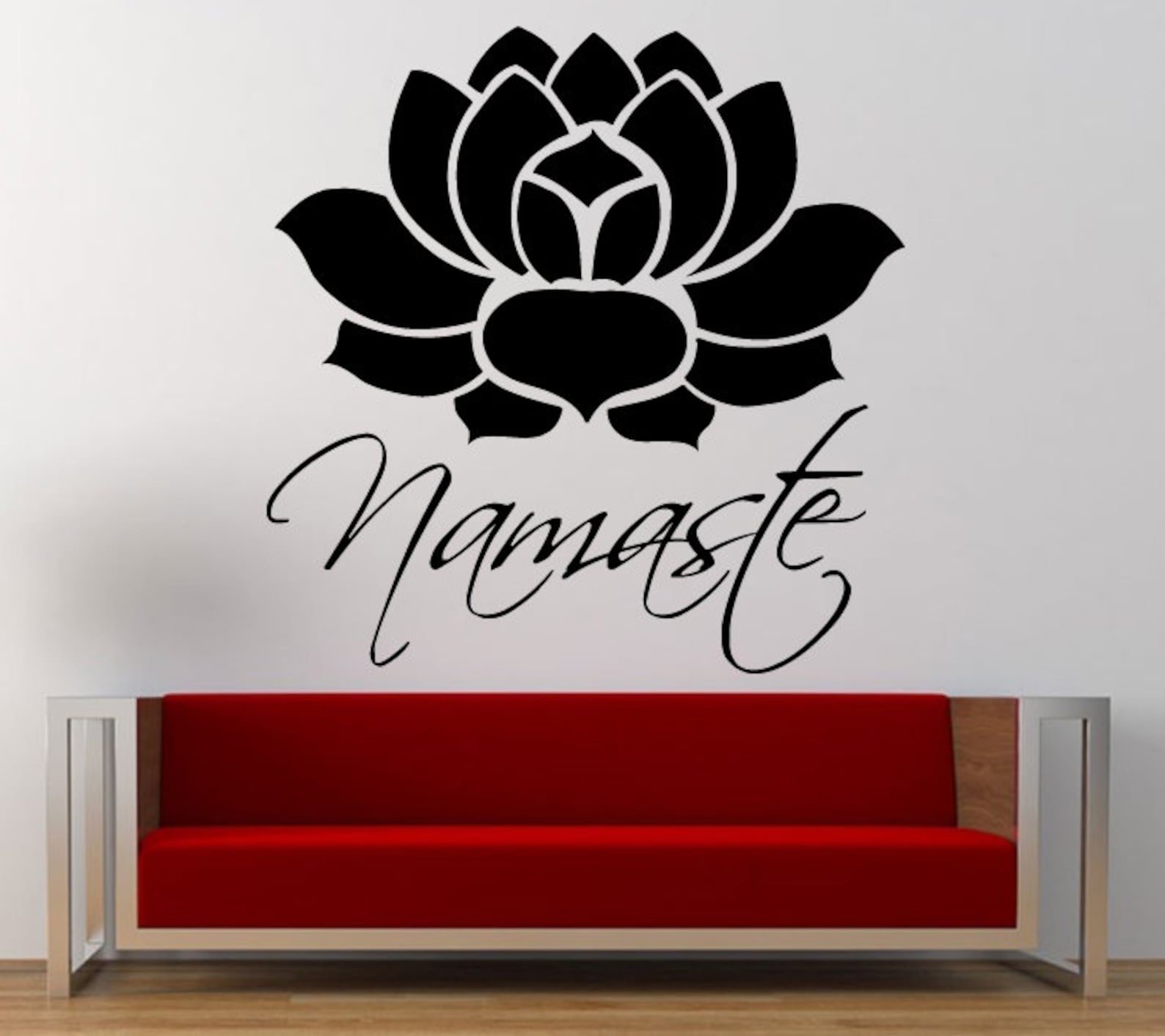 Namaste Lotus Flower Yoga Wall Decal Sticker Vinyl Mural Leaving ...