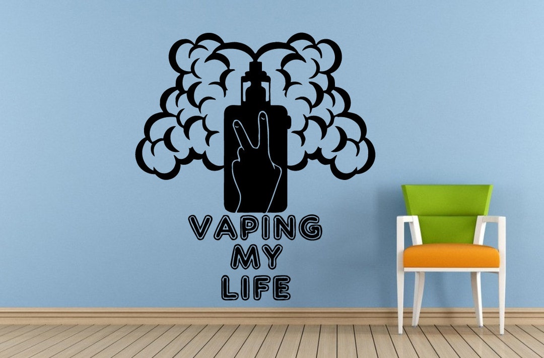 Vaping My Life E Cigarette Vape Shop Bar Store Vapor Cloud Window Wall  Decal Vinyl Sticker Mural Room Decor L1724