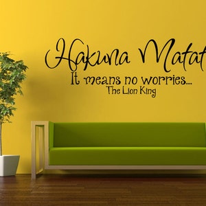 Wall Decal Vinyl Sticker Decals Interior Decor DIY Free Shipping Hakuna Matata It Means No Worries Quote Citation Words Cartoon Birds L515