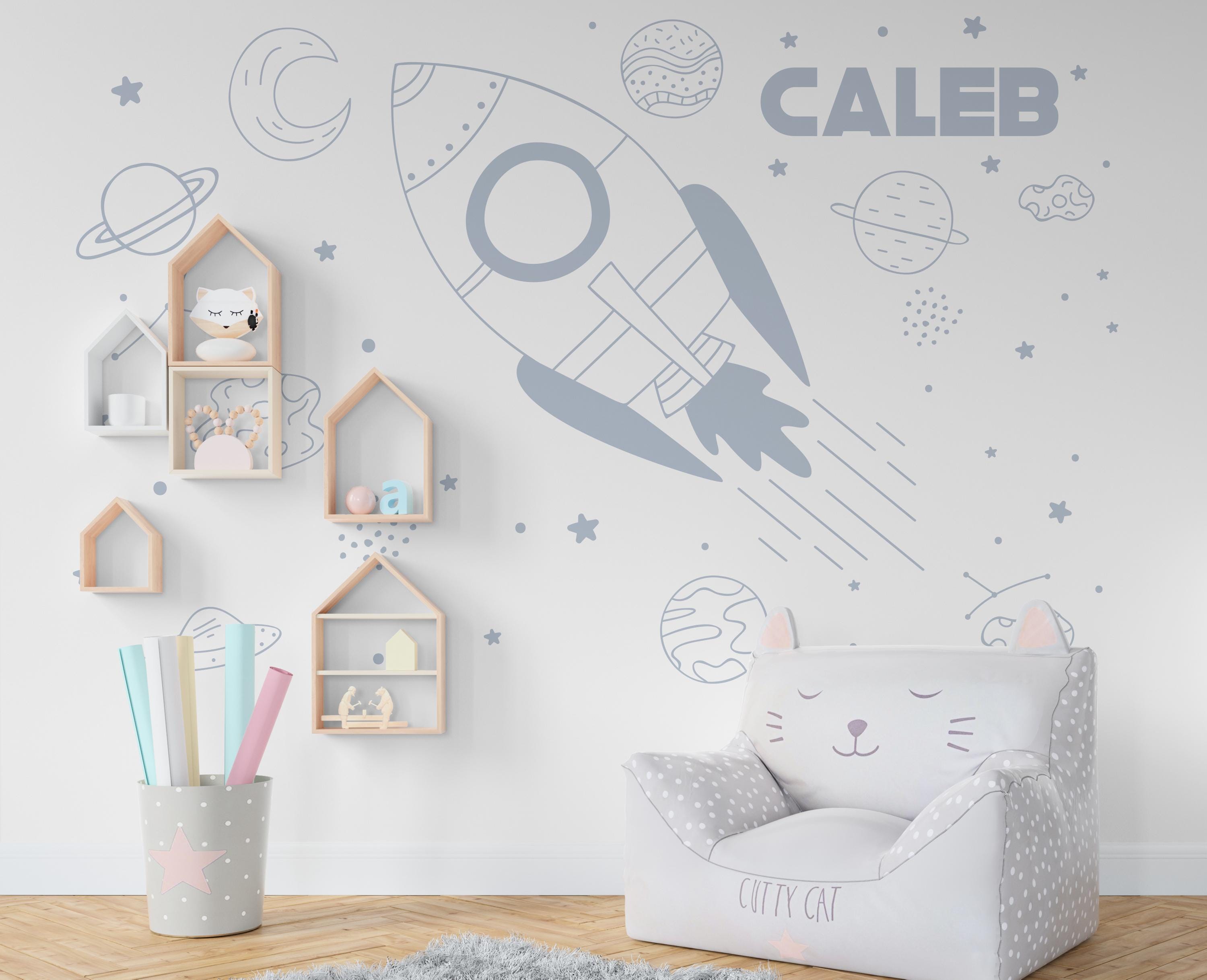 Large Name Rocket Wall Decal Planet Wall Sticker Constellation Art ...