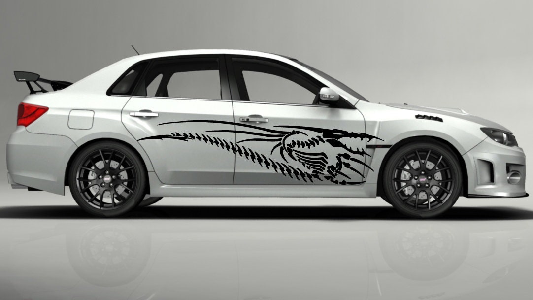 Flying Dinosaur Skeleton Stripes (both sides) For Car Auto Automobile Vehicle Coupe Sedan Suv Crossover Vinyl Decal Wrap L1327
