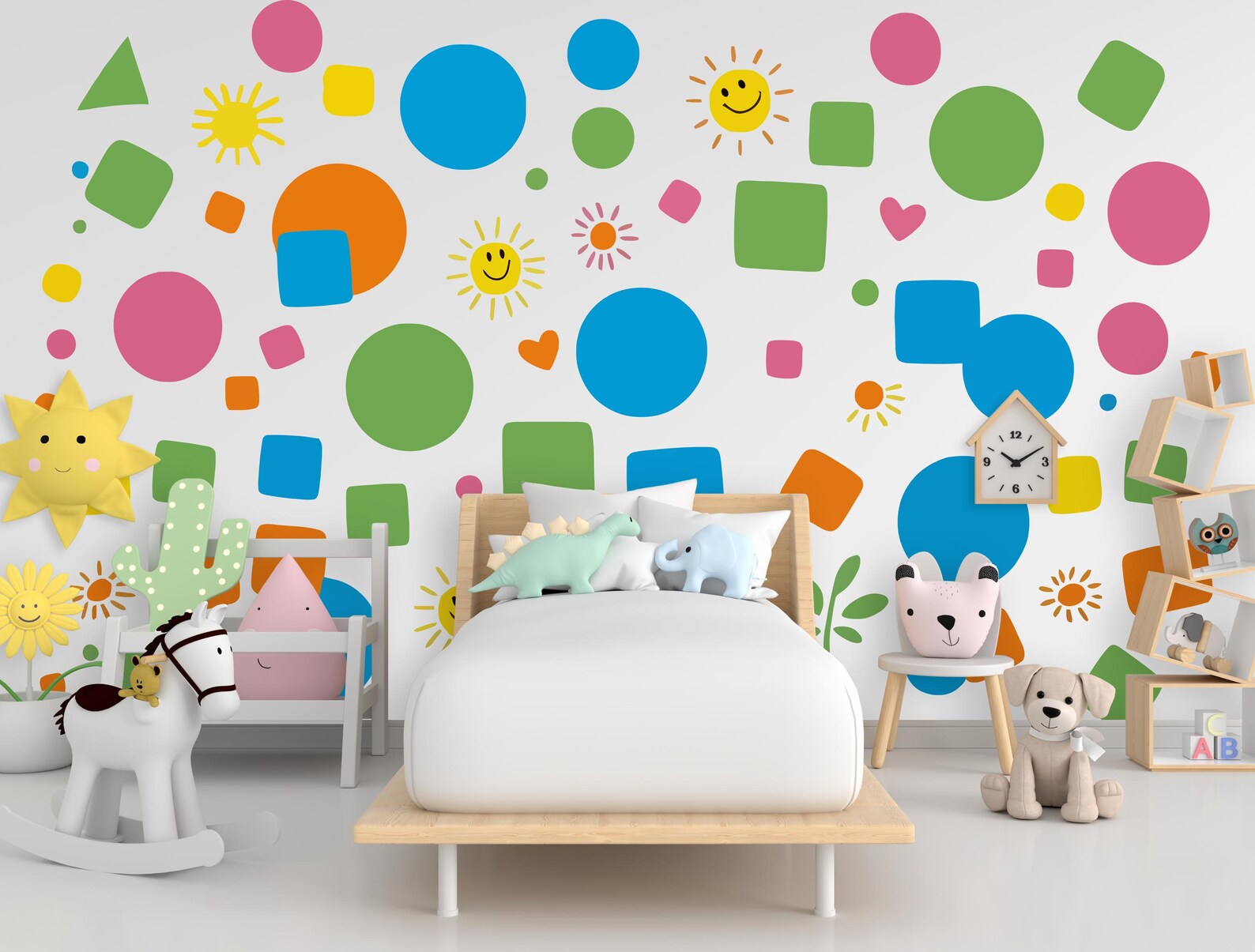 Shapes Wall Sticker, Pastel Colorful Shapes Wall Decal for Kids Room ...