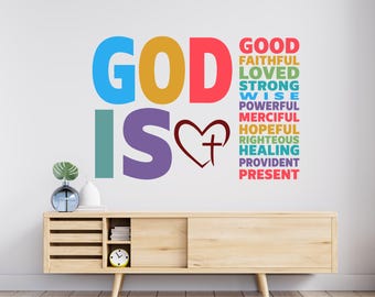 God Is, Good Faithful Loved wall decal Motivational Inspirational Wall Decal Sticker Office Wall Decal Women eyelashes Beauty 1206RS