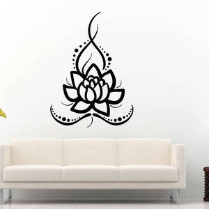 Lotus Flower Floral Design Yoga Studio Mandala Henna Mehndi Namaste Om Meditation Wall Sticker Decal Vinyl Mural Decor Art L2232