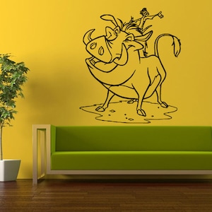 Dessin animé drôle de caractère cochon Warthog et Meerkat Wall Decal vinyle autocollant Mural chambre Decor L544
