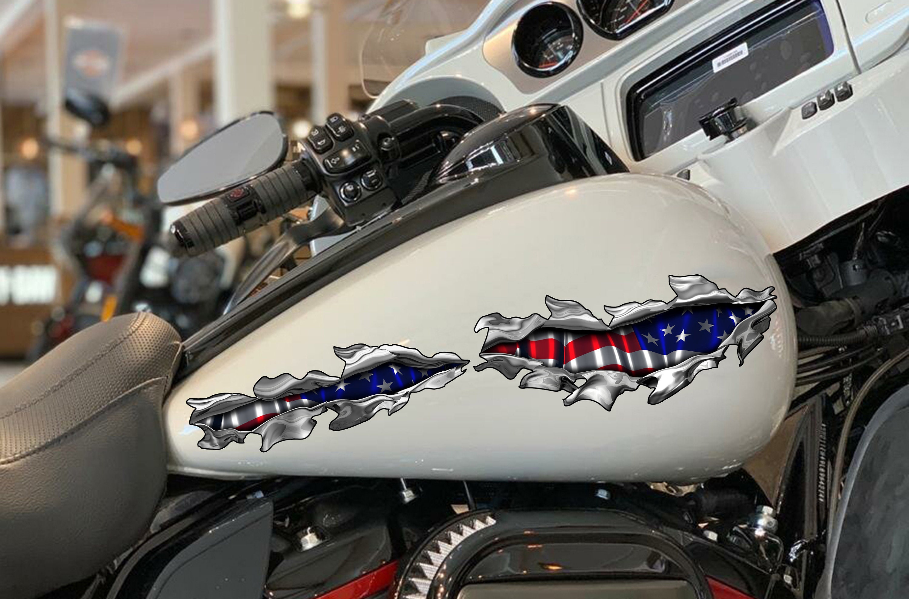 US Flag Full Color Crotch Rocket Graphics, USA Flag Chopper Vinyl