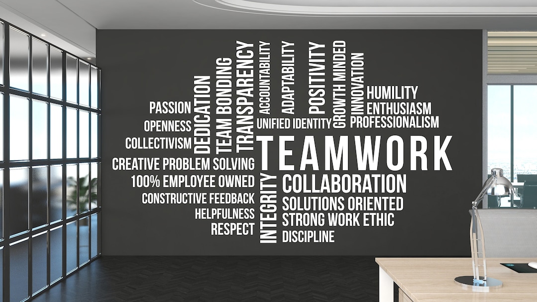 Teamwork Wall Decor Office Wall Decal Idea Teamwork Business Etsy