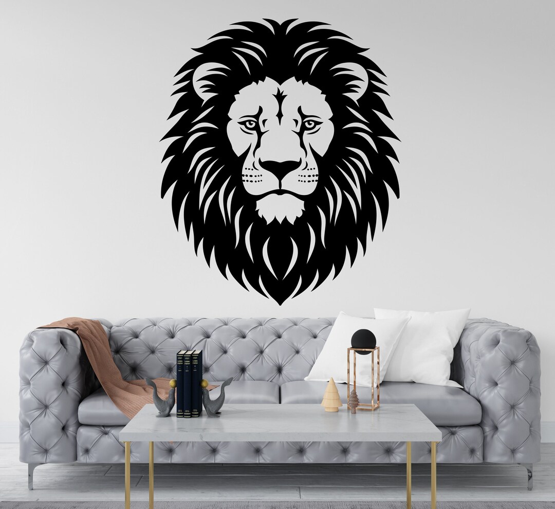 Lion Wall Decal, Lion Head Wall Art, Lion Room Wall Decor Lion Room