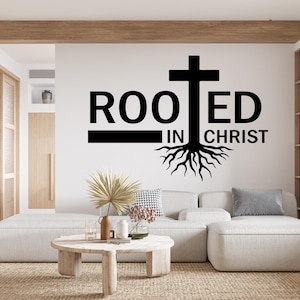 Rooted in Christ, Religious Wall Sign, Christian Wall Words, Church Sanctuary Wall Art, Church Wall Decor, Religious Wall Art 641RS