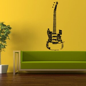 Wall Decal Vinyl Sticker Decals Peal And Stick Cheap Decor Art Rock Electric Music Guitar Words Amp Groove Play Idol Tune Lyric Chord L385