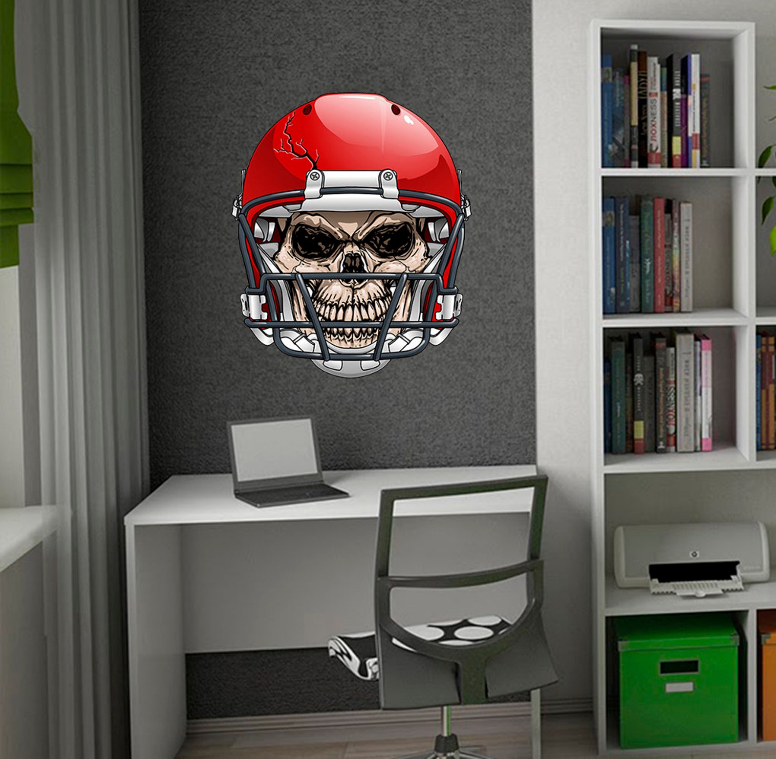 Skull in Football Helmet Decal Skull in Football Helmet Etsy