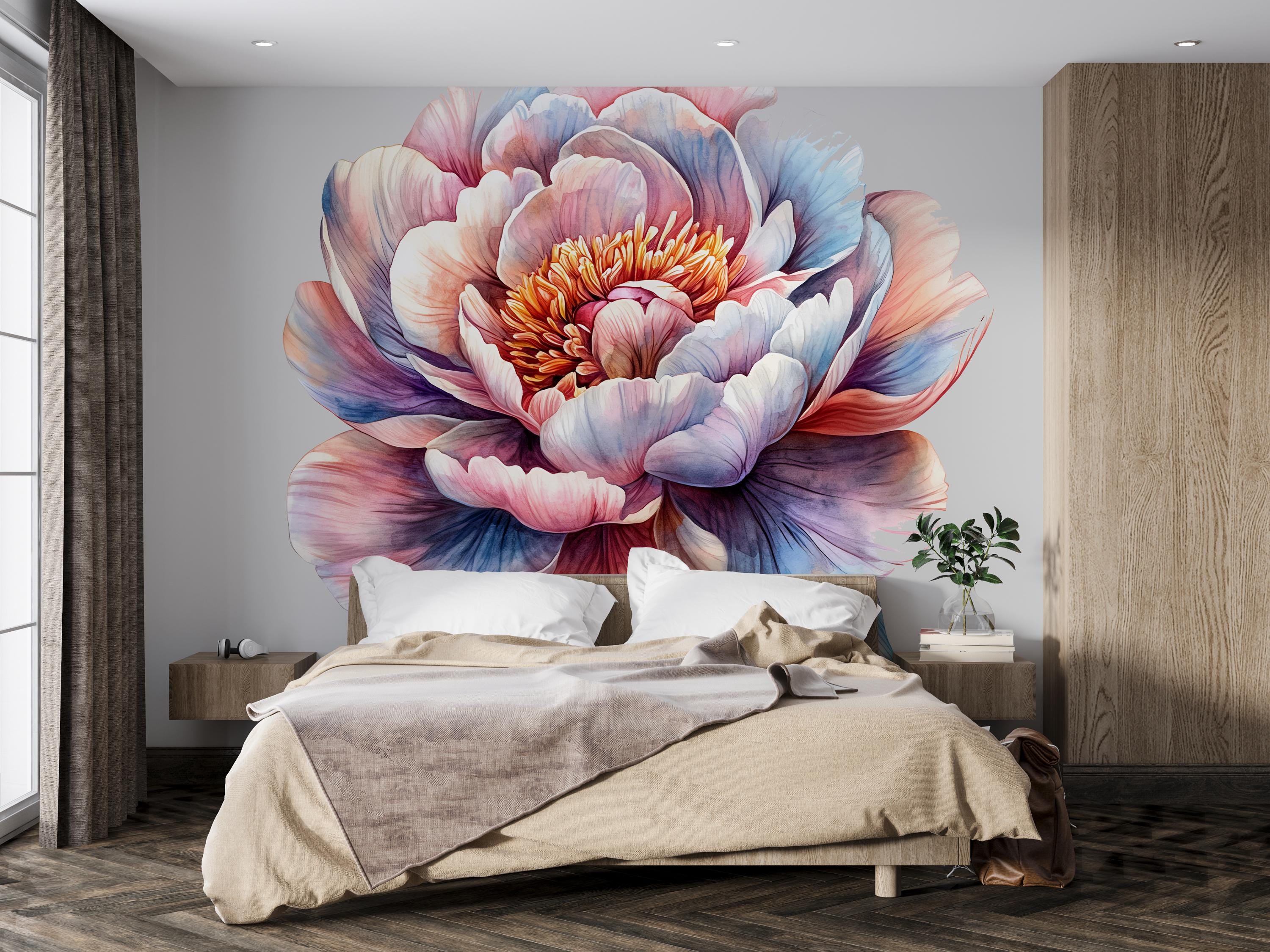 Large Floral Wall Decal for Bedroom • Oversized Peony Wall Sticker ...