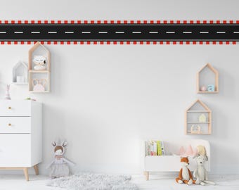 Road Racing Wandtattoo Landstraße Vinyl Aufkleber Track Route Wanddekoration Kinder Spielzimmer Jungen Zimmer Wandkunst Automobil Schlafzimmer Wandbild Aufkleber 415RS