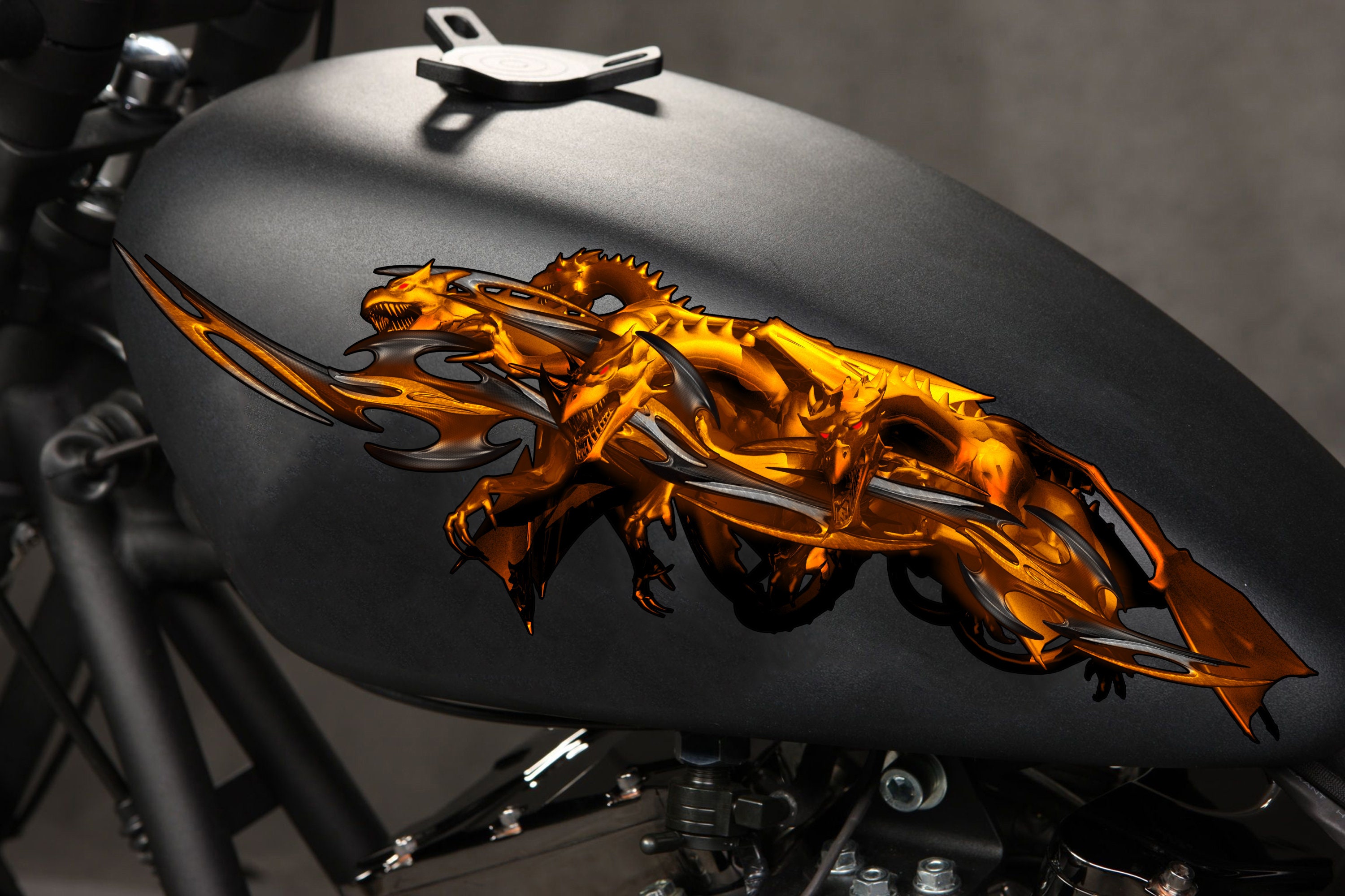 Golden Dragons Crotch Rocket Decal, Golden Dragon Full Color Bike