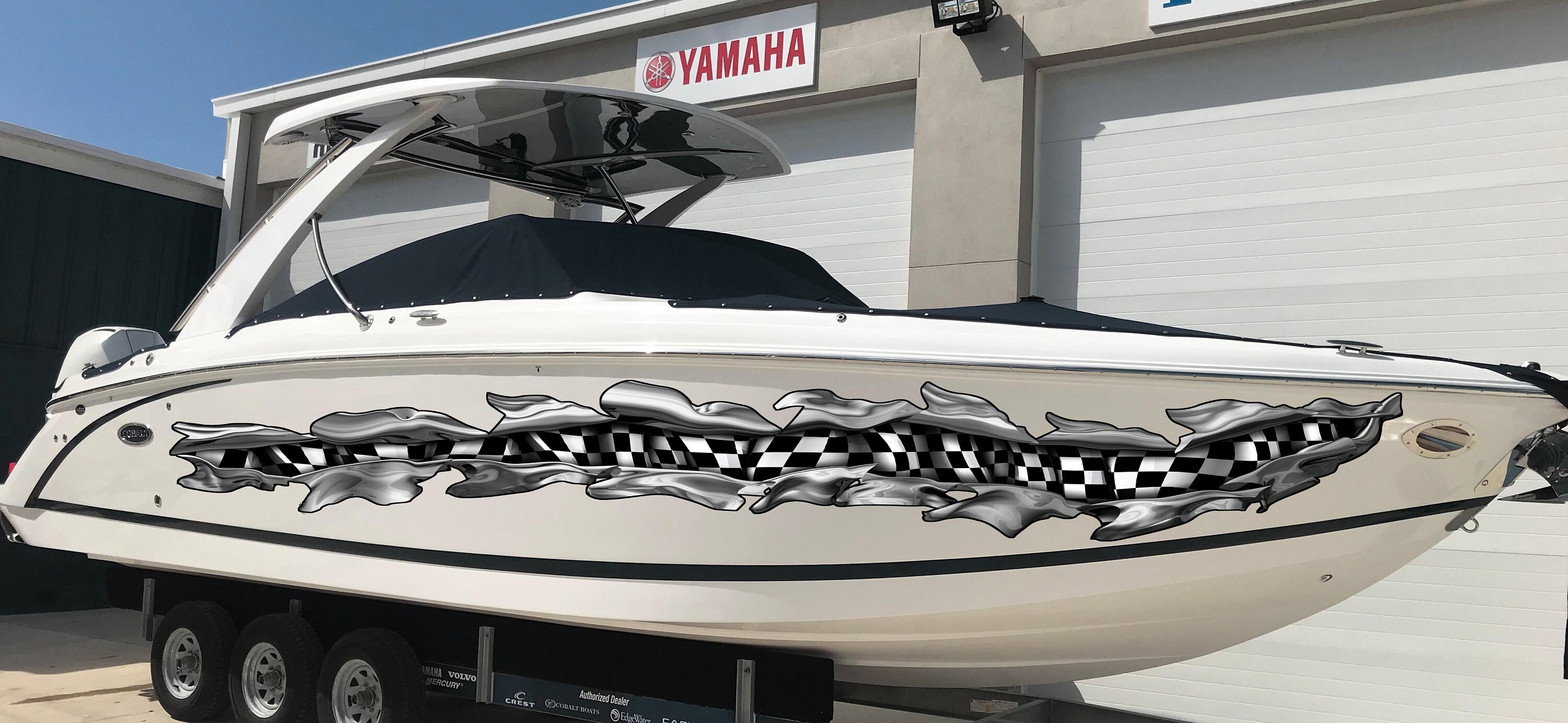 Racing Flag Yacht Boat Vinyl Sticker, Checkered Flag Yacht Graphics ...