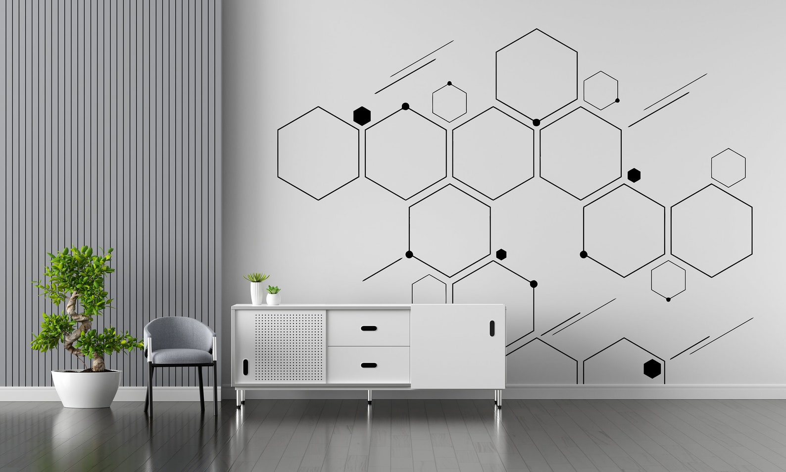 Honeycomb Wall Decals, Hexagon Decals, Geometric Wall Art, Wall Decor ...
