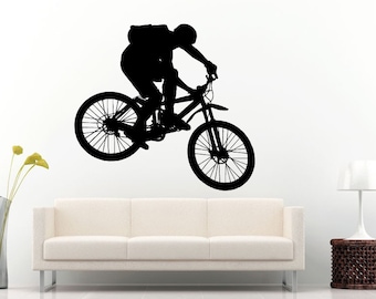 Bicycle Rider On A Mountain Bike Bicycle Sport Wall Decal Vinyl Sticker Mural Room Decor L1013