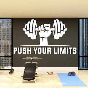 Wall Vinyl Decal Sport Quote Words Push Your Limits Gym Interior Decor  Unique Gift z4379