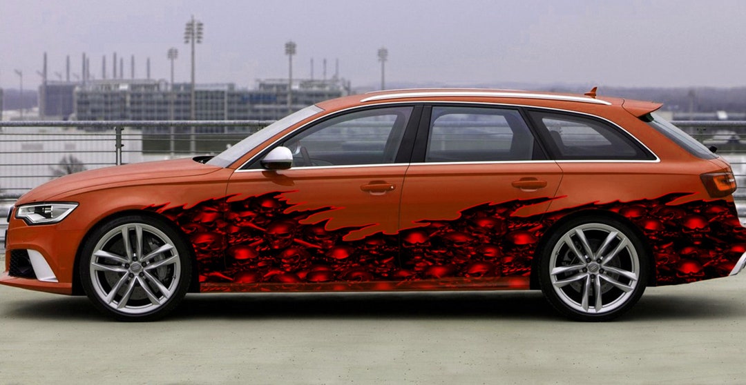 Skull Racing Sticker Tribal Skulls Street Racing Graphic Decal, Sculls Car Vinyl Sticker ...