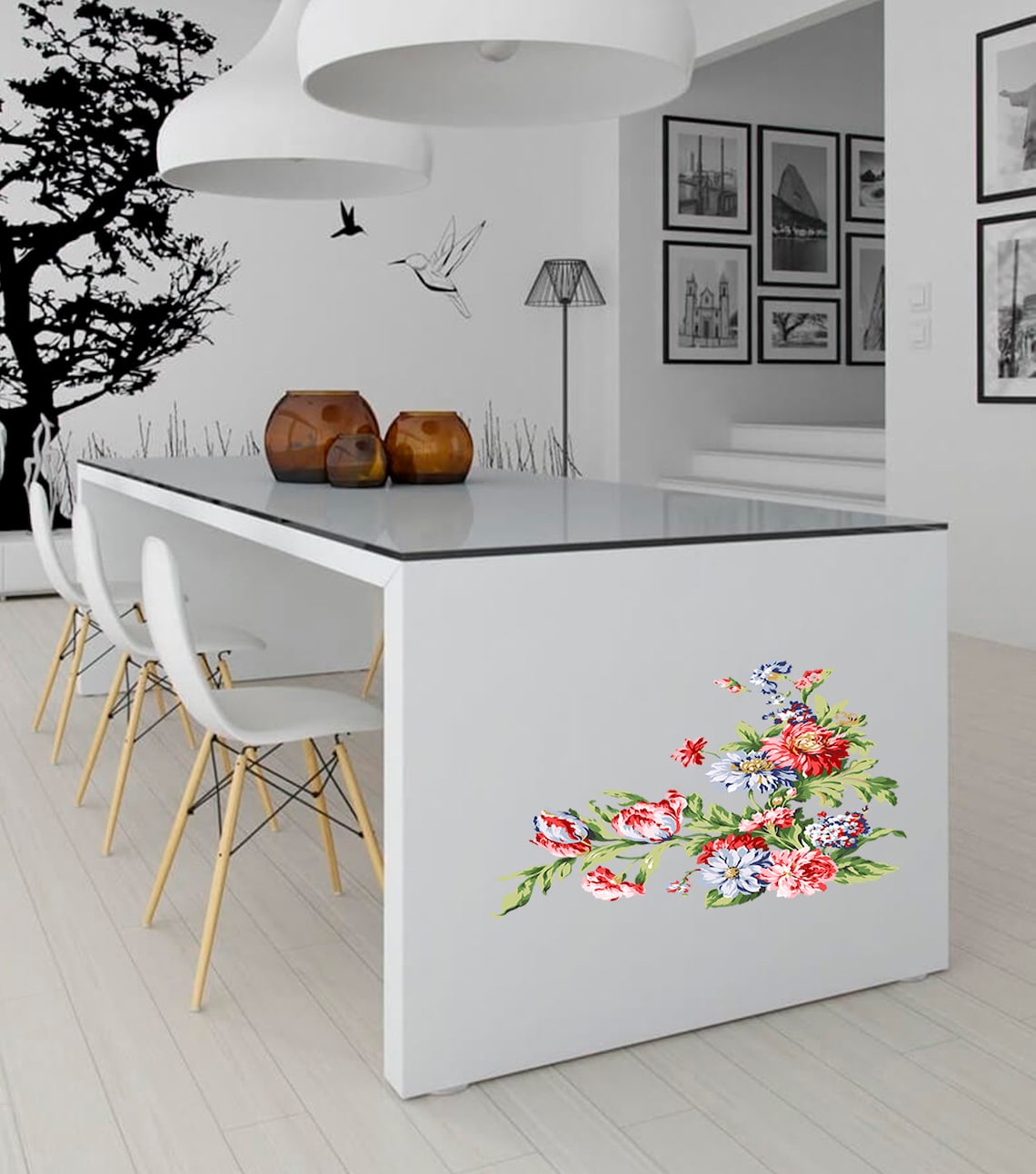 Flowers Sticker Kitchen Decor Living Room Wall Decor Etsy