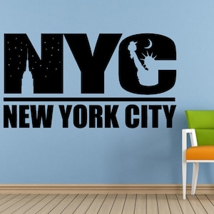 New York City Words Nyc Town Statue Of Liberty Window Or Wall Or Car Vinyl Peal And Stick Removable Sticker Decal L1477