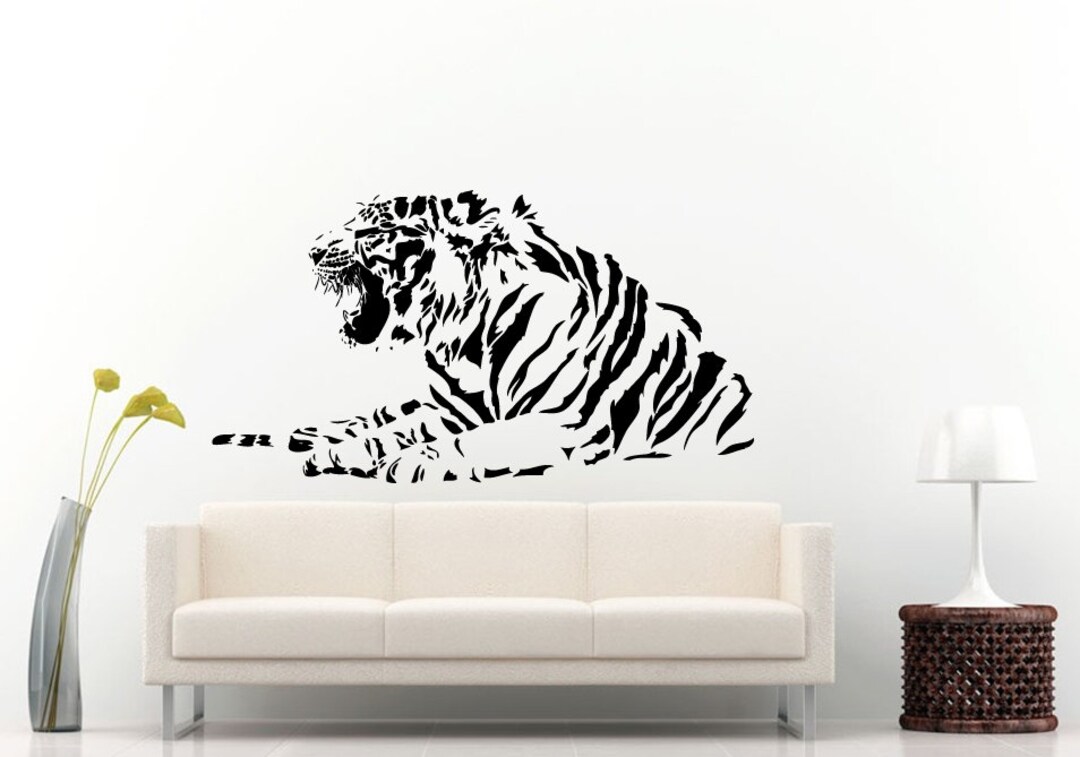 Tiger Laying Down and Roaring Beautiful Predator Animal Jungle - Etsy