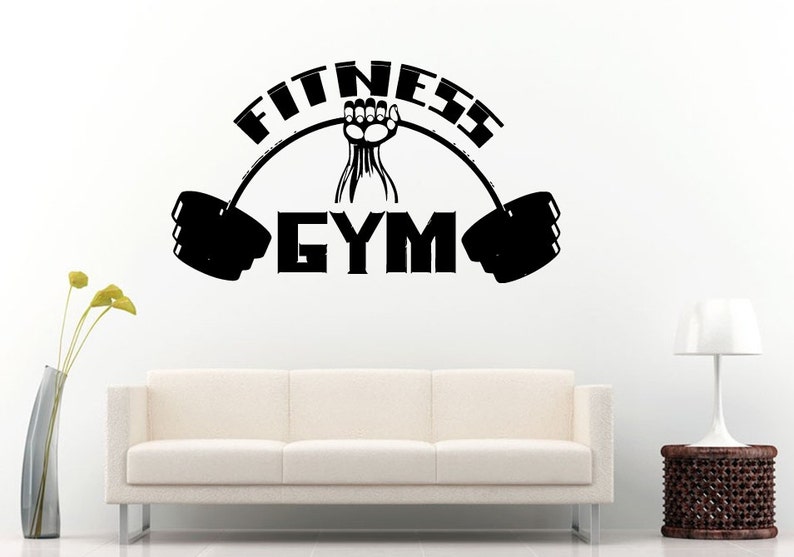 Gym Training Fitness Bodybuilding Wight Lifting Logo Emblem Sign Wall Decal Vinyl Sticker Mural Room Decor L604