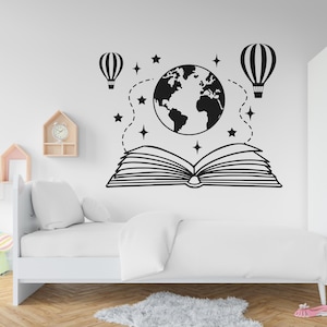Weltkarte Wandtattoo, Heißluftballon Wandtattoo, Kinderzimmer Wandtattoo, Kinderzimmer Wandtattoo, Kinderzimmer Dekor 358RS 358RS