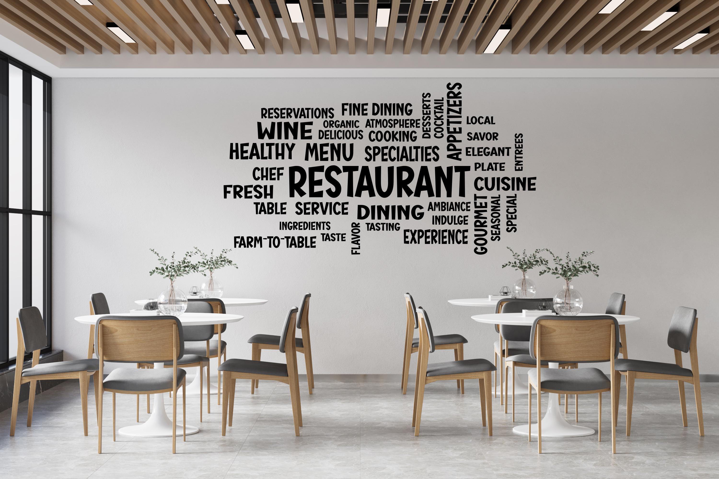 Restaurant Word Cloud Wall Decal – Personalized Dining & Menu Inspired ...
