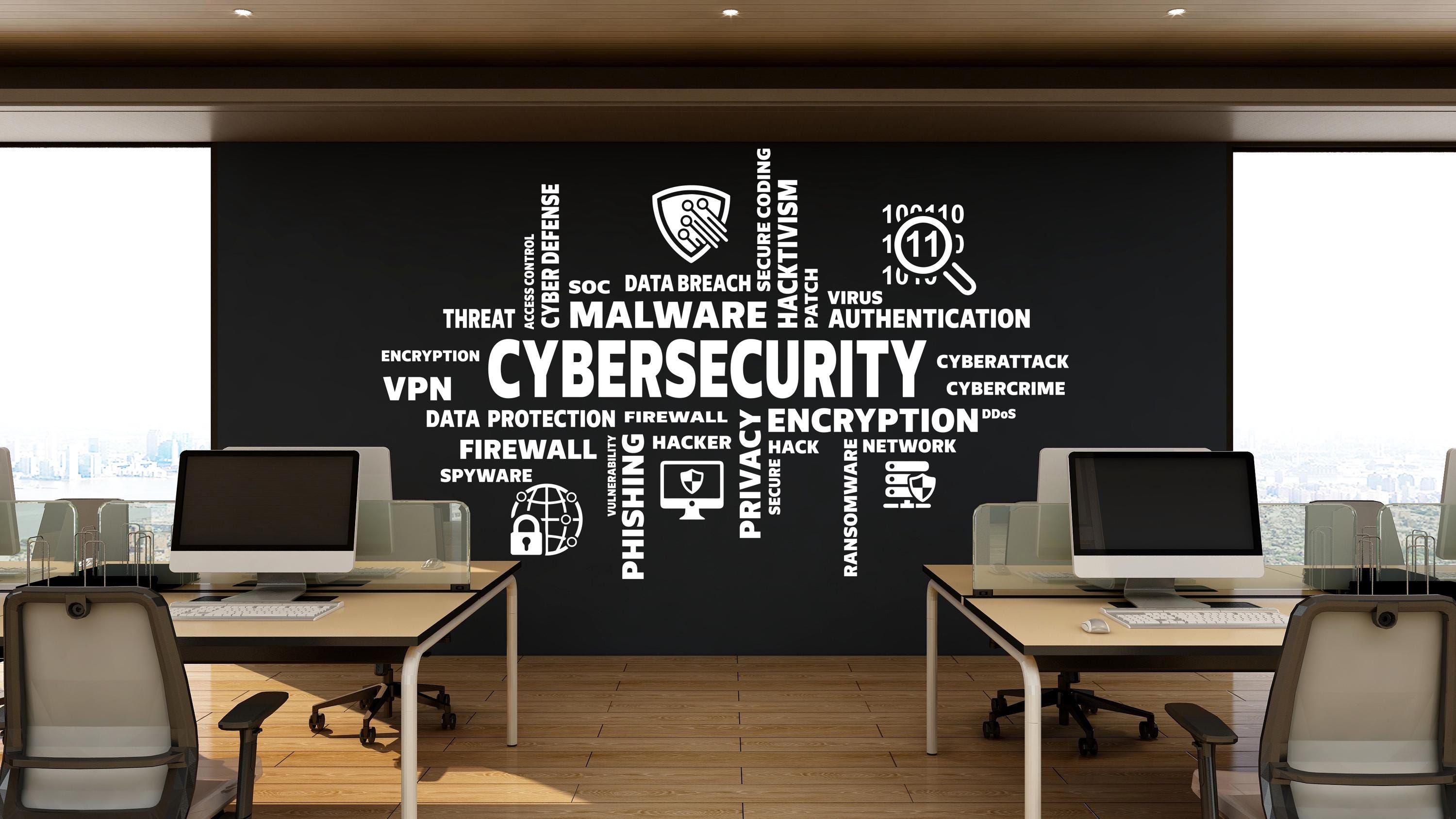 Cybersecurity Word Cloud Wall Decal | Hacker, Encryption, Malware ...