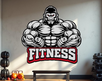 Gorilla Gym Wall Decal: Fitness Motivation, Home Gym Decor 1278RS