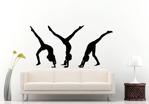 Dancing Rhythmic Gymnastics Gymnast Girls Females Silhouette Wall Decal Vinyl Sticker Mural Room Decor L788