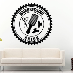 Spa Hair Nail Massage Salon Hairdressing Salon Logo Sign Emblem With Tools Wall Decal Vinyl Sticker Mural Room Decor L615
